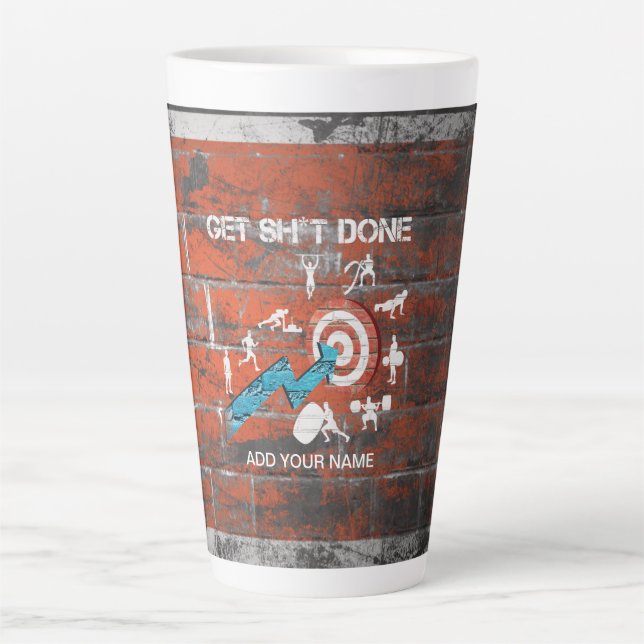 Caneca De Café Latte Faça isso com o comando Motivational Fitnes Workou (Frente)