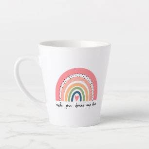 Caneca De Café Latte Faça seus sonhos se tornarem verdadeiros Arco-Íris