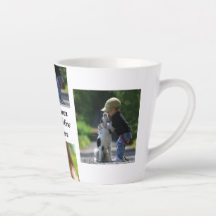 Caneca De Café Latte Faça sua própria colagem de fotos e texto