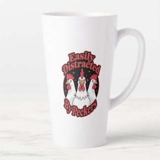 Caneca De Café Latte Facilmente distraído por Peckers