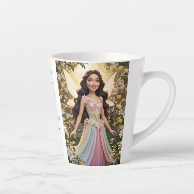 Caneca De Café Latte Fada da Flor de Quince (Direita)