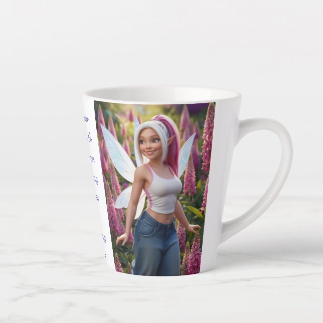 Caneca De Café Latte Fada De Flor Foxtail (Direita)