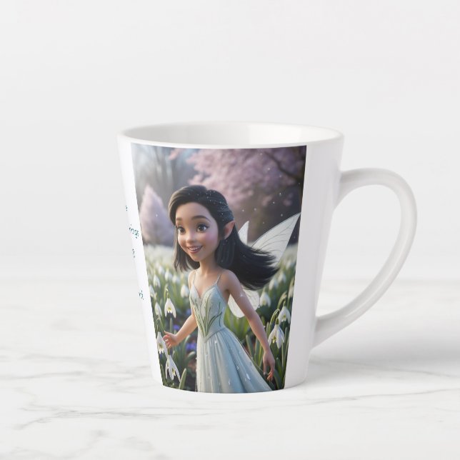 Caneca De Café Latte Fada de Neve (Direita)