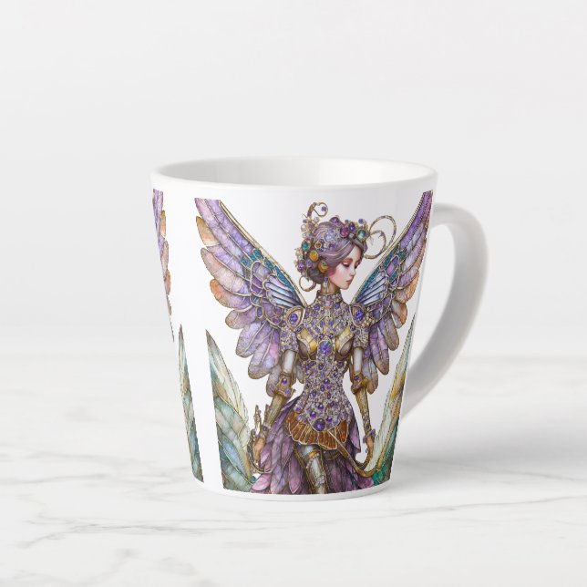 Caneca De Café Latte Fada do Açúcar Adornada com Joias (Ângulo direito)