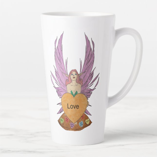 Caneca De Café Latte Fada do Dia dos Namorados (Direita)