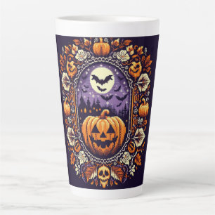 Caneca De Café Latte Fair Isle/Colorwork Vintage Halloween/outono