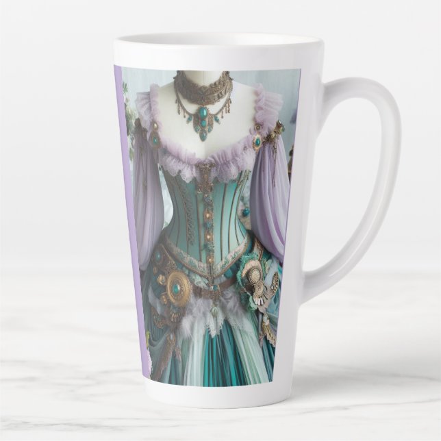 Caneca De Café Latte Fairytale Primavera Pastel Floral Gown (Direita)