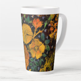 Caneca De Café Latte Faíscas Florais