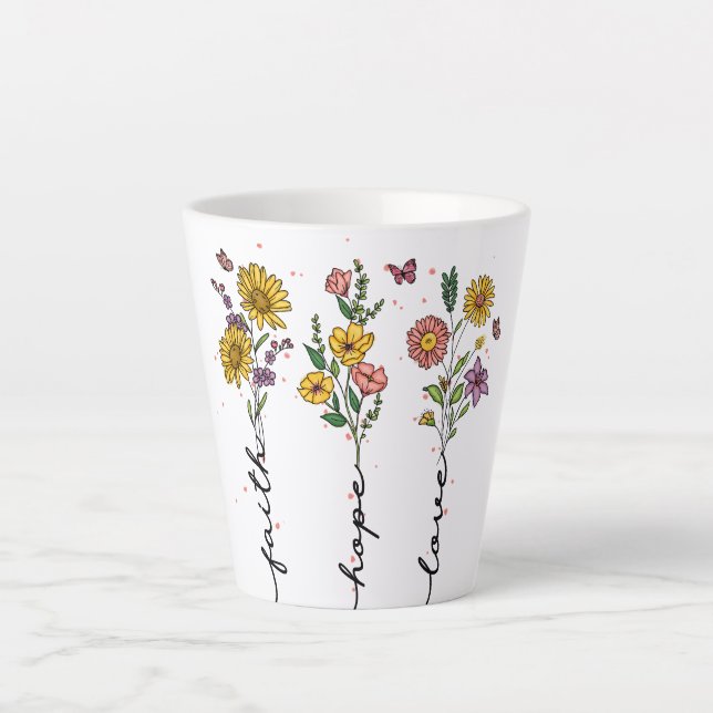 Caneca De Café Latte Faith-Hope-Love (Frente)