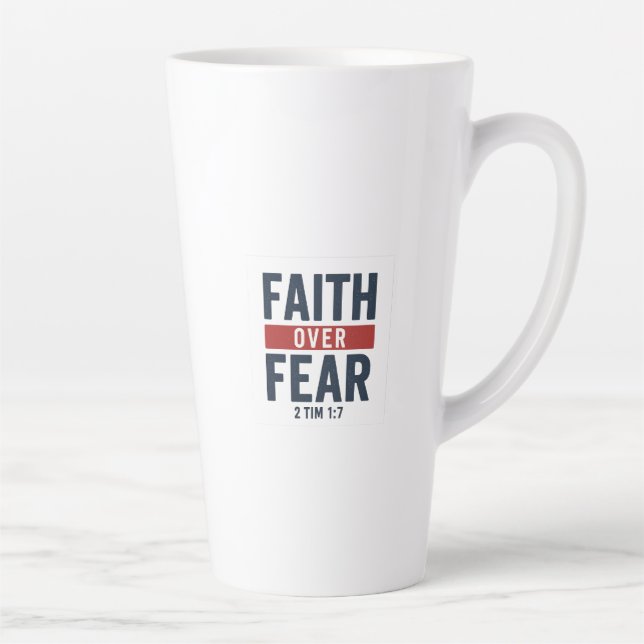 Caneca De Café Latte Faith Over Fear – 2 Timothy 1:7 (Direita)