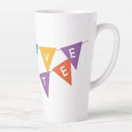 Caneca De Café Latte Faixa Colorida de Aniversário Alta Cera