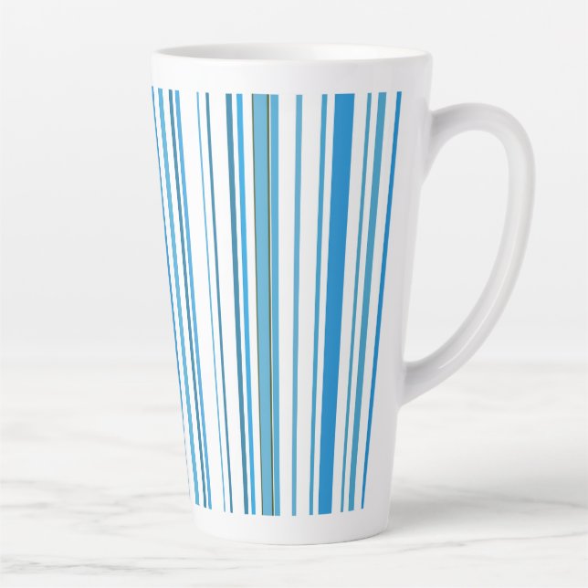Caneca De Café Latte Faixa de cores da praia azul (Direita)