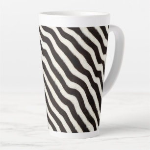 Caneca De Café Latte Faixa de Zebra Selvagem Preta e Branca com Visual 