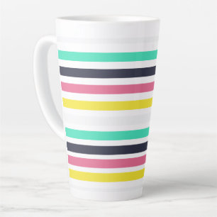 Caneca De Café Latte Faixa Horizontal Colorida