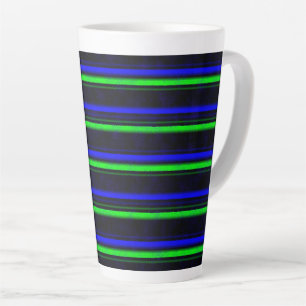 Caneca De Café Latte Faixa Verde Azul Preta