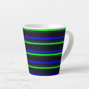 Caneca De Café Latte Faixa Verde Azul Preta