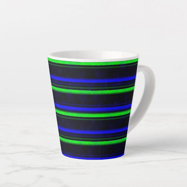 Caneca De Café Latte Faixa Verde Azul Preta (Ângulo direito)
