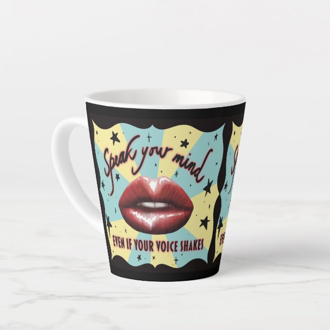 Caneca De Café Latte Fale A Sua Mente, Votando, Ativista (Ângulo esquerdo)