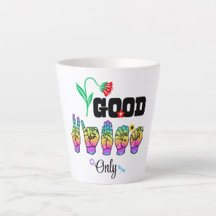 Caneca De Café Latte Fale Amor. Agite Boas Vibrações