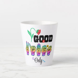 Caneca De Café Latte Fale Amor. Agite Boas Vibrações