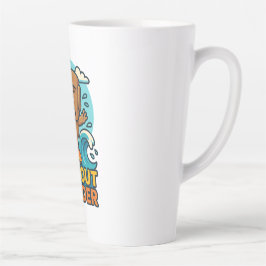 Caneca De Café Latte Falha no Surf Wipeout Moai Chibi