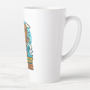 Caneca De Café Latte Falha no Surf Wipeout Moai Chibi