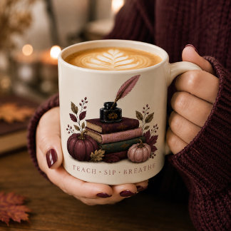 Caneca De Café Latte Fall Teacher Mug | Dark Academia Mindful Teacher G