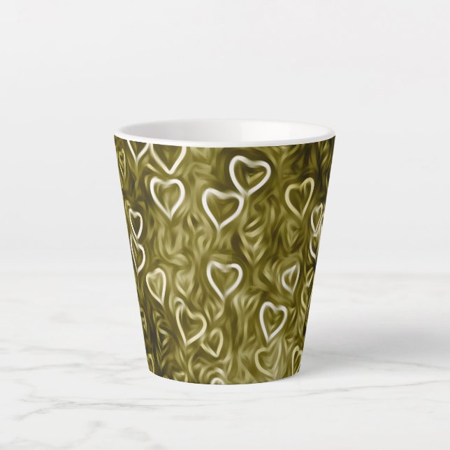 Caneca De Café Latte Falling Hearts - Yellow (Frente)