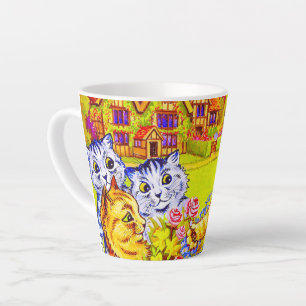 Caneca De Café Latte Família Cat no Jardim