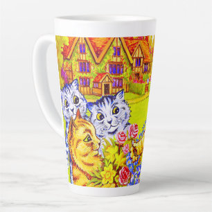 Caneca De Café Latte Família Cat no Jardim