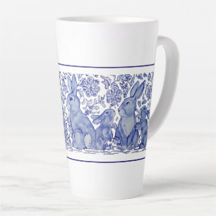 Caneca De Café Latte Família Coelho Cinto Azul Delft Dedham Mug
