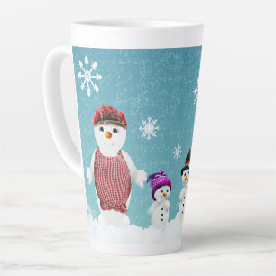 Caneca De Café Latte Família de Boneco de Neve Kawaii Natal Festivo