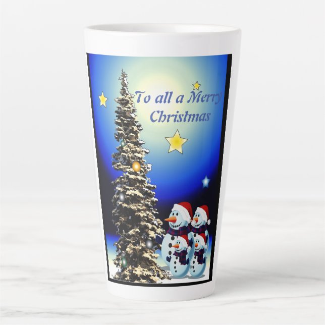 Caneca De Café Latte Família de neve Latte Mug (Frente)