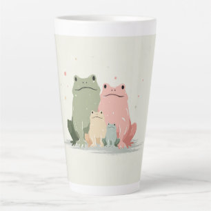 Caneca De Café Latte Família de Rãs – Arte Animal Caprichosa e Fofa