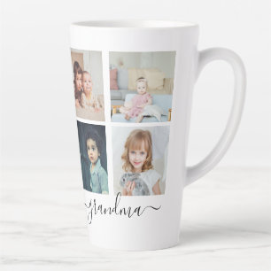 Caneca De Café Latte Família Personalizada de Colagem de Fotos e Texto