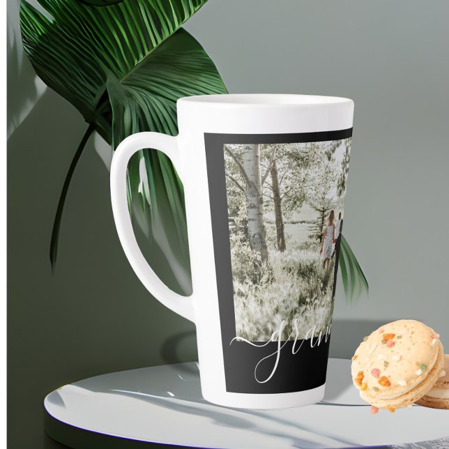 Caneca De Café Latte Família Personalizada de Colagem de Fotos e Texto (Criador carregado)