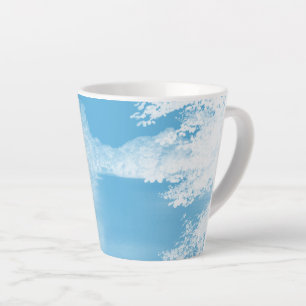 Caneca De Café Latte Fantasia Azul e Branco Rio de Inverno
