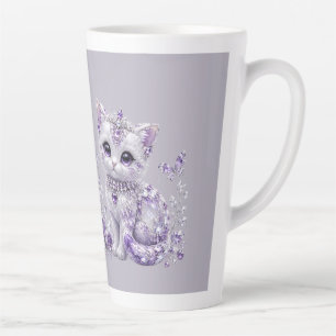 Caneca De Café Latte Fantasia de Gatinho Joalheria Roxa Real
