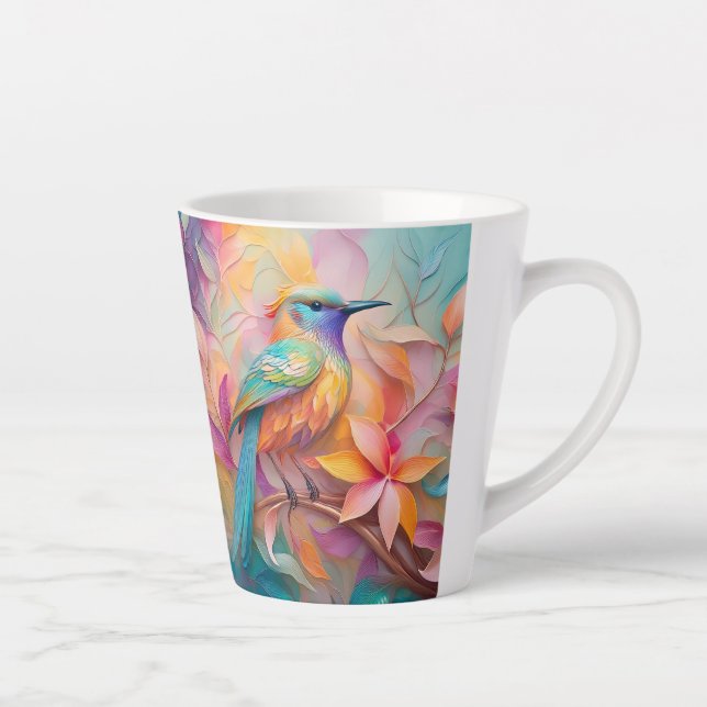 Caneca De Café Latte Fantasia de Pássaro com Garganta Violeta (Direita)
