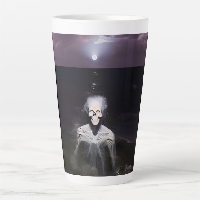 Caneca De Café Latte Fantasma no Mar - Pintura a Petróleo (Frente)