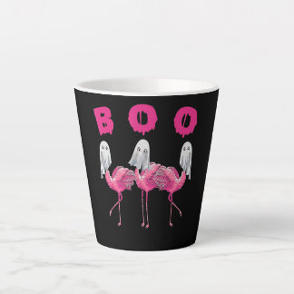 Caneca De Café Latte Fantasmas Engraçado Flamingo Boo Halloween Present