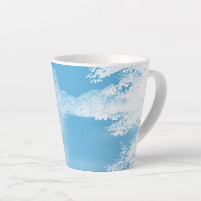 Caneca De Café Latte Fantasy Blue and White Winter River (Ângulo direito)