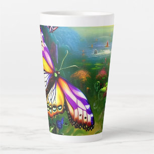 Caneca De Café Latte Fantasy Butterfly Journey