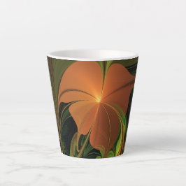 Caneca De Café Latte Fantasy Plant Abstrato Green Rust Brown Fractal