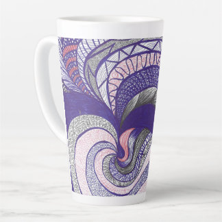 Caneca De Café Latte Farimah | Arte Abstrata Fluida Desenhada à Mão