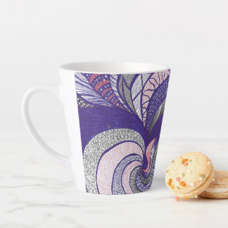 Caneca De Café Latte Farimah | Arte Abstrata Fluida Desenhada à Mão