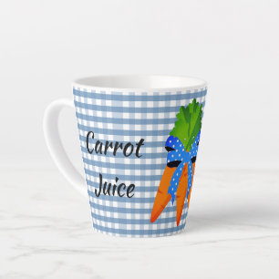 Caneca De Café Latte Farmhouse Style Blue Gingham Carrot Juice