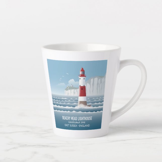 Caneca De Café Latte Farol de Beachy Head (Direita)