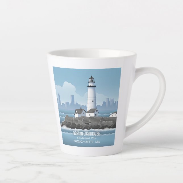 Caneca De Café Latte Farol de Boston (Direita)