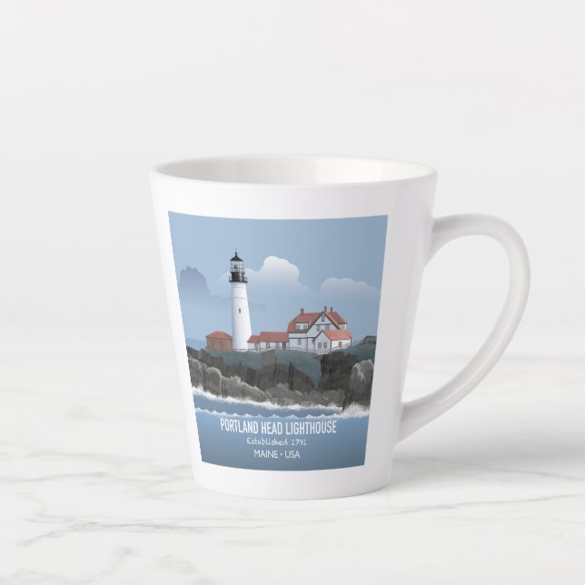 Caneca De Café Latte Farol de Portland Head (Direita)